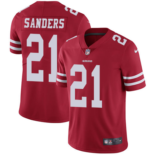 Nike 49ers #21 Deion Sanders Red Team Color Men's Stitched NFL Vapor Untouchable Limited Jersey - Click Image to Close